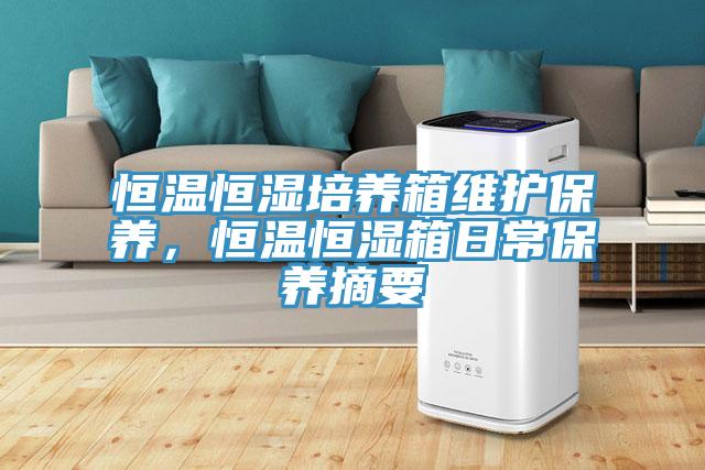 恒温恒湿培养箱维护保养，恒温恒湿箱日常保养摘要
